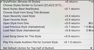 Style button menu